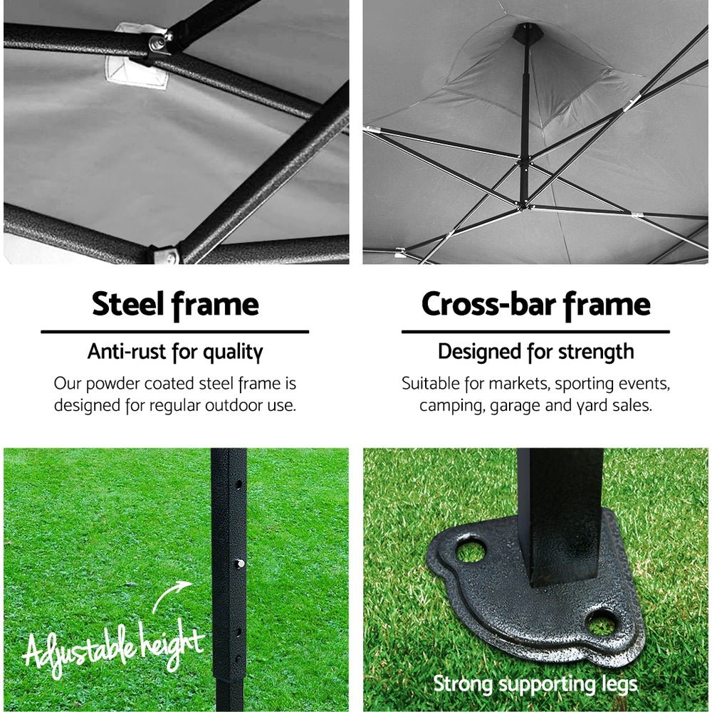 Gazebo Pop Up Marquee 3x6 Folding Outdoor 500D Tent Base Pod Black - Home & Garden > Shading > Canopies & Gazebos - Rivercity House & Home Co. (ABN 18 642 972 209) - Affordable Modern Furniture Australia