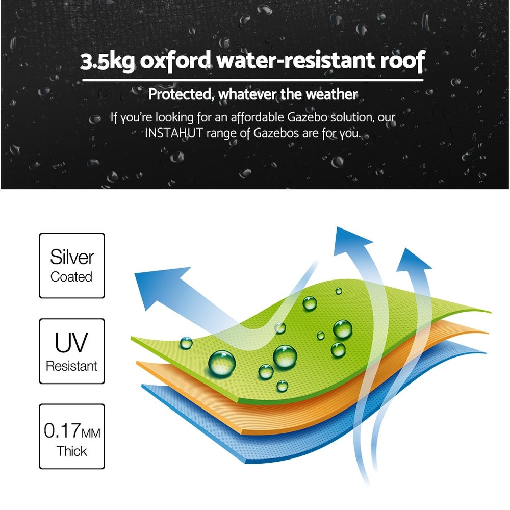 Gazebo Pop Up Marquee 3x6 Folding Outdoor 500D Tent Base Pod Black - Home & Garden > Shading > Canopies & Gazebos - Rivercity House & Home Co. (ABN 18 642 972 209) - Affordable Modern Furniture Australia