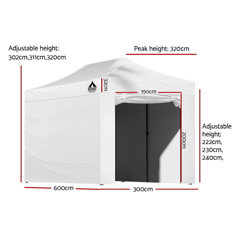 Gazebo Pop Up Marquee 3x6 Folding Tent Gazebos 500D Oxford Fabric White - Home & Garden > Shading > Canopies & Gazebos - Rivercity House & Home Co. (ABN 18 642 972 209) - Affordable Modern Furniture Australia