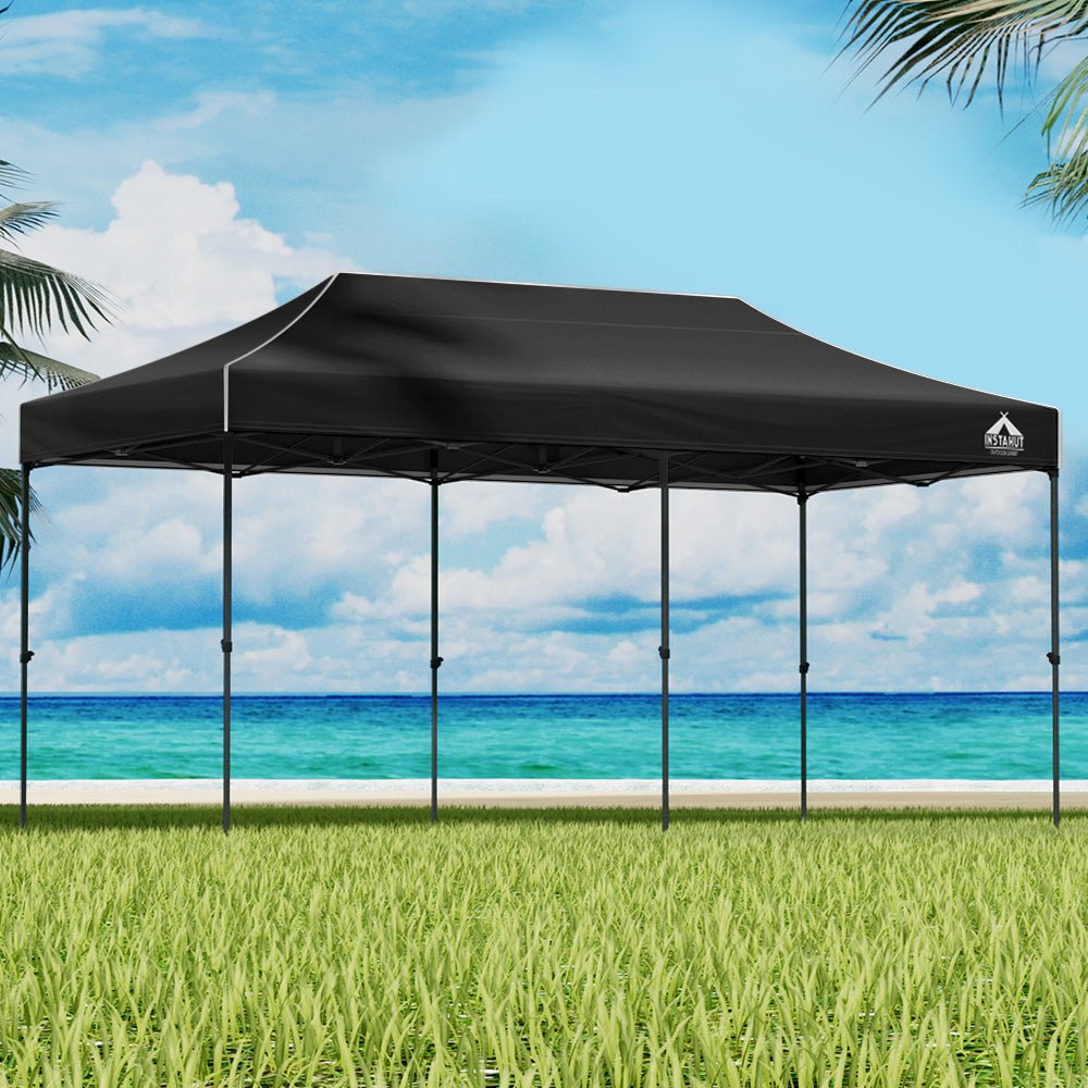 Gazebo Pop Up Marquee 3x6 Folding Tent Wedding 500D Camping Black - Home & Garden > Shading > Canopies & Gazebos - Rivercity House & Home Co. (ABN 18 642 972 209) - Affordable Modern Furniture Australia
