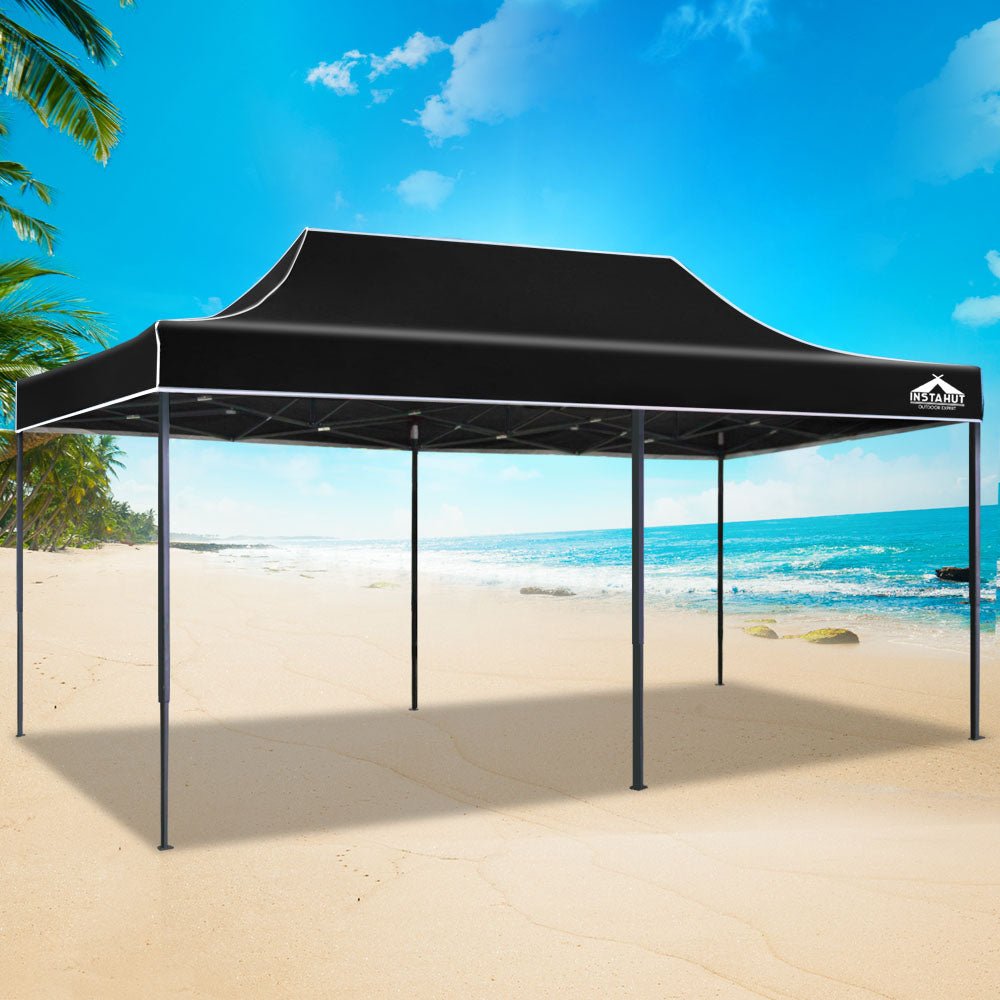 Gazebo Pop Up Marquee 3x6 Folding Tent Wedding 500D Camping Black - Home & Garden > Shading > Canopies & Gazebos - Rivercity House & Home Co. (ABN 18 642 972 209) - Affordable Modern Furniture Australia