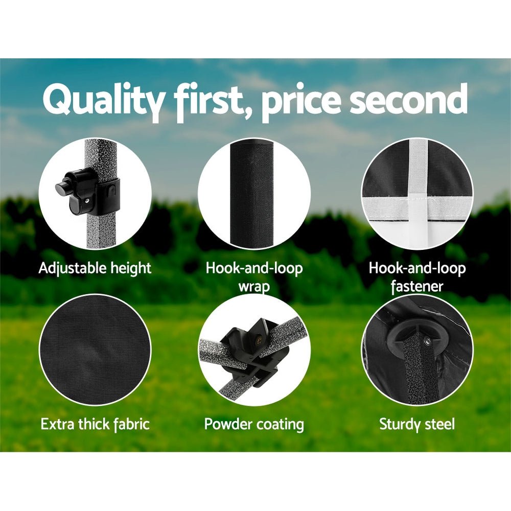 Gazebo Pop Up Marquee 3x6 Folding Tent Wedding 500D Camping Black - Home & Garden > Shading > Canopies & Gazebos - Rivercity House & Home Co. (ABN 18 642 972 209) - Affordable Modern Furniture Australia