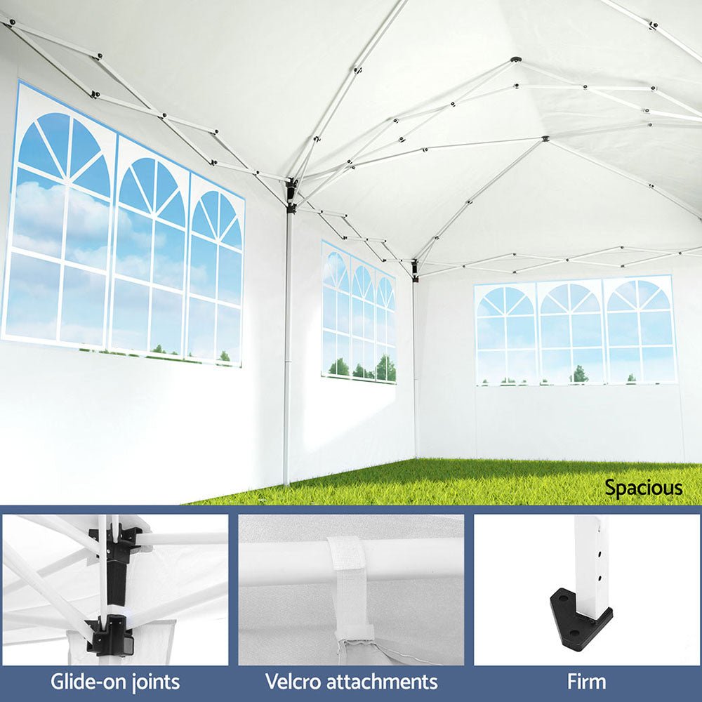 Gazebo Pop Up Marquee 3x6m Wedding Party Outdoor Camping Tent Canopy Side Wall White - Home & Garden > Shading - Rivercity House & Home Co. (ABN 18 642 972 209) - Affordable Modern Furniture Australia