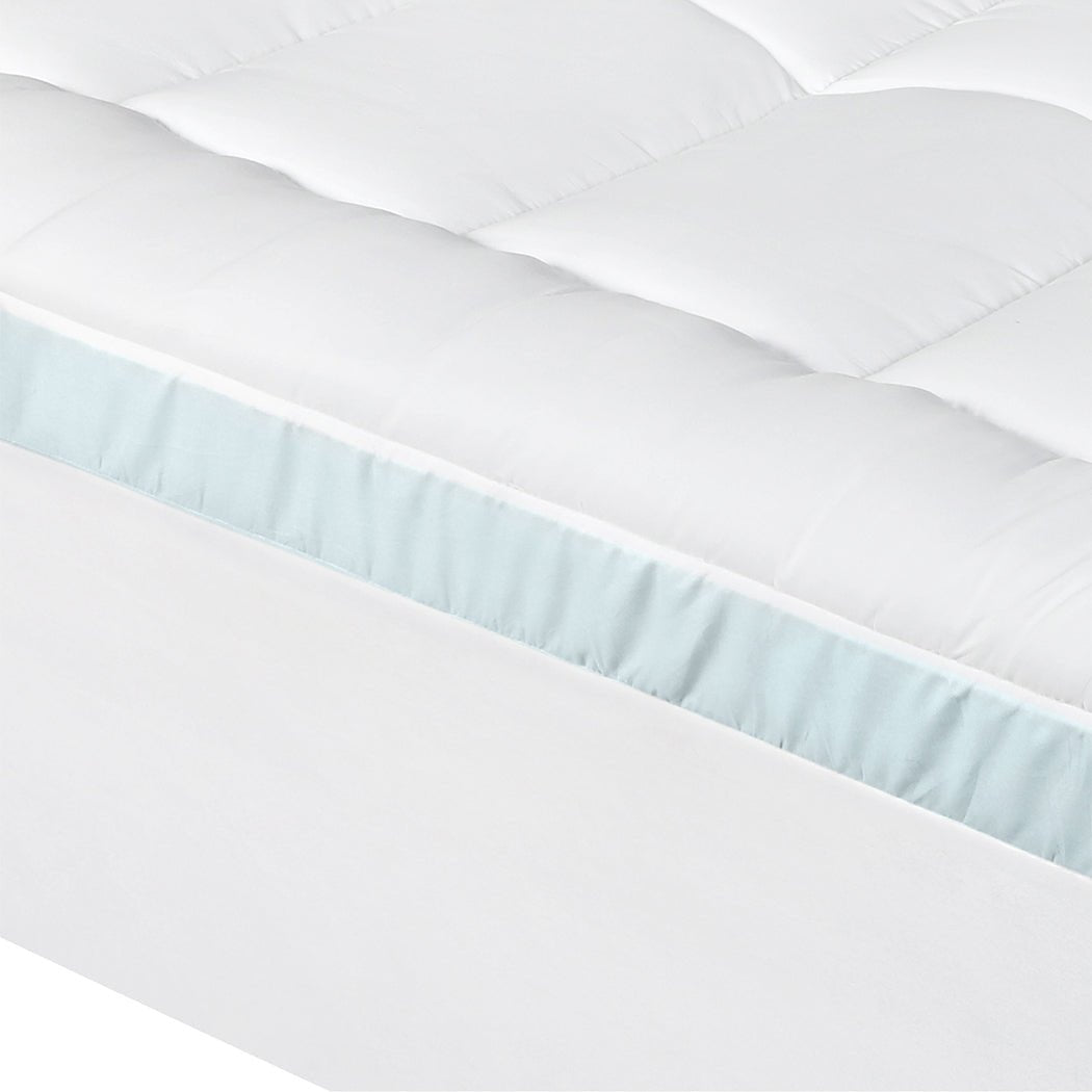Gel Memory Foam Mattress Topper 8cm Double Size with Cooling Cover - White & Blue - Rivercity House & Home Co. (ABN 18 642 972 209) - Affordable Modern Furniture Australia