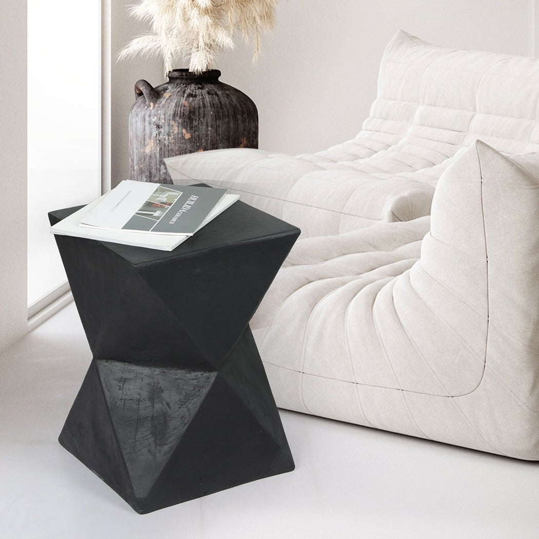 Geometric Terrazzo Side Table - Black - Rivercity House & Home Co. (ABN 18 642 972 209) - Affordable Modern Furniture Australia