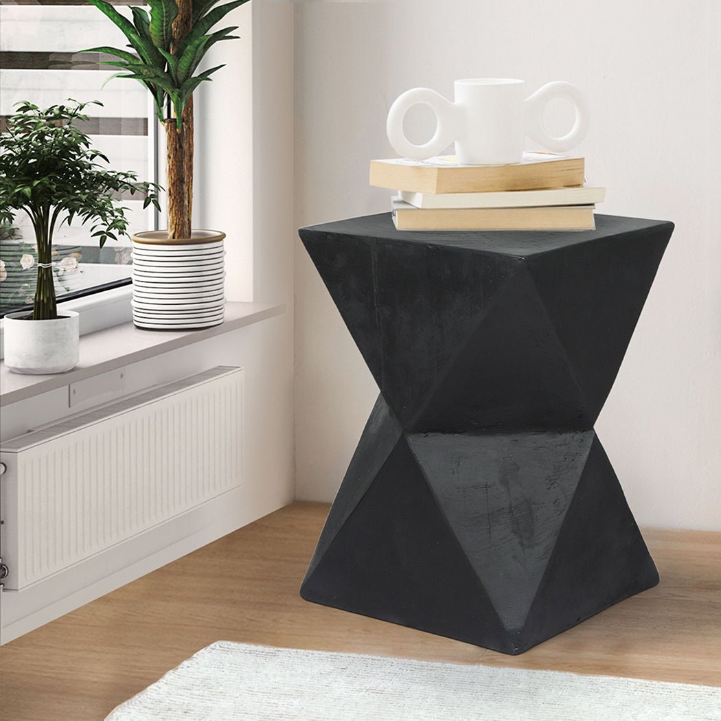 Geometric Terrazzo Side Table - Black - Rivercity House & Home Co. (ABN 18 642 972 209) - Affordable Modern Furniture Australia