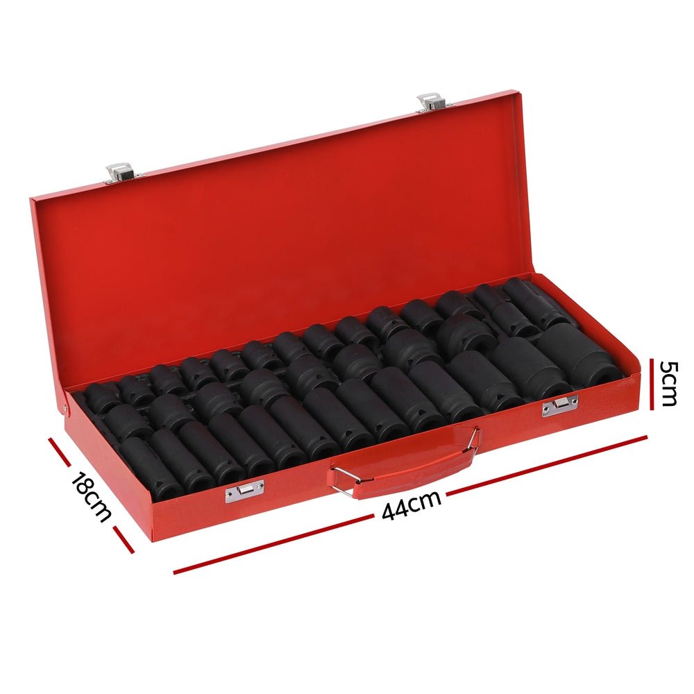 Giantz 35pcs 1/2" Drive Impact Socket Set Metric 8-32mm with Case - Tools > Power Tools - Rivercity House & Home Co. (ABN 18 642 972 209) - Affordable Modern Furniture Australia
