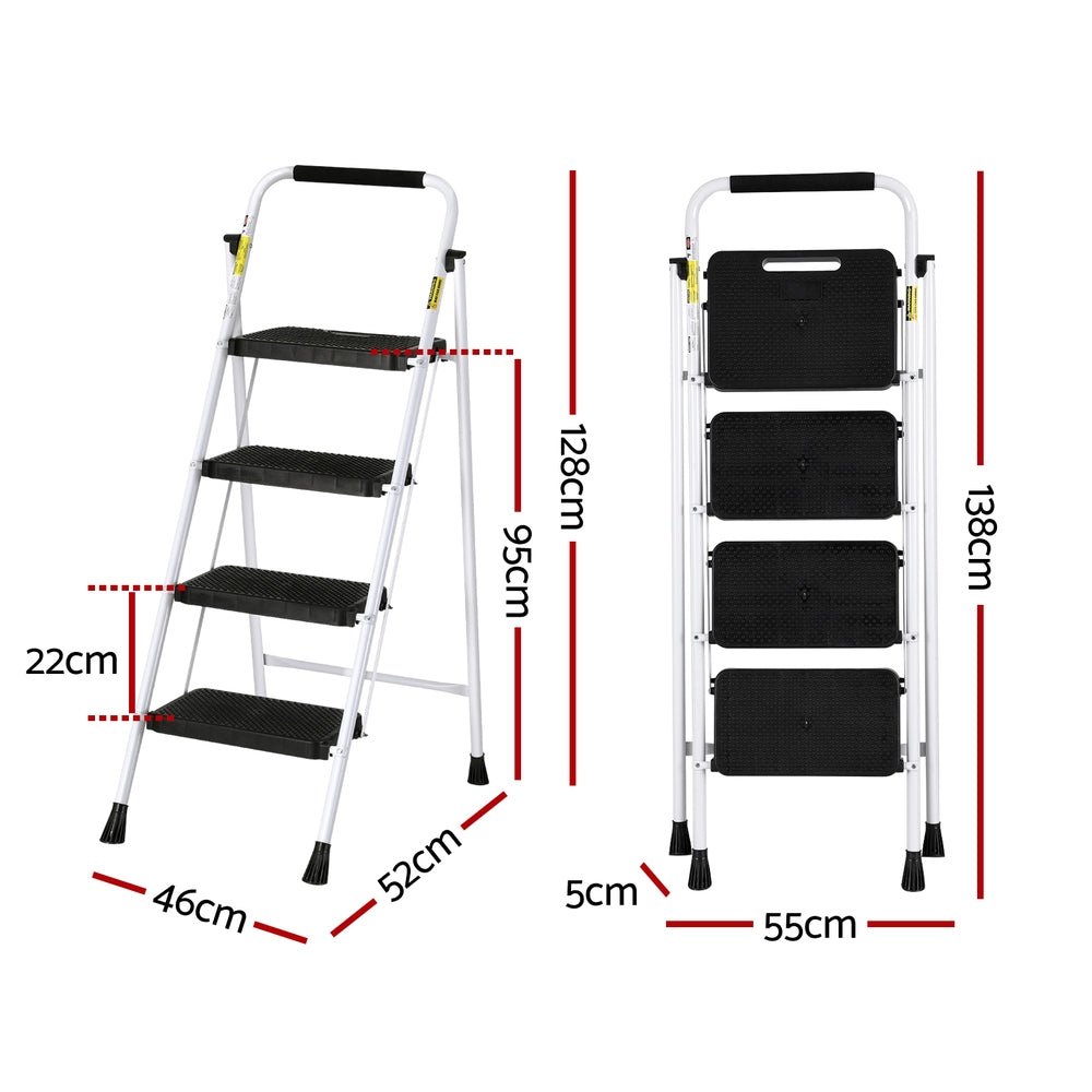 Giantz 4 Step Ladder Multi-Purpose Folding Steel Light Weight Platform - Tools > Other Tools - Rivercity House & Home Co. (ABN 18 642 972 209) - Affordable Modern Furniture Australia