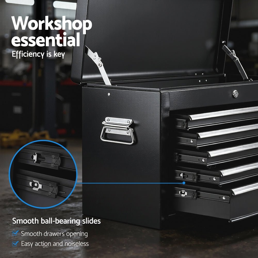 GIANTZ 5 Drawer Tool Chest Box Cabinet Lockable Garage Storage Organiser Black - Tools > Tools Storage > Tool Boxes - Rivercity House & Home Co. (ABN 18 642 972 209) - Affordable Modern Furniture Australia