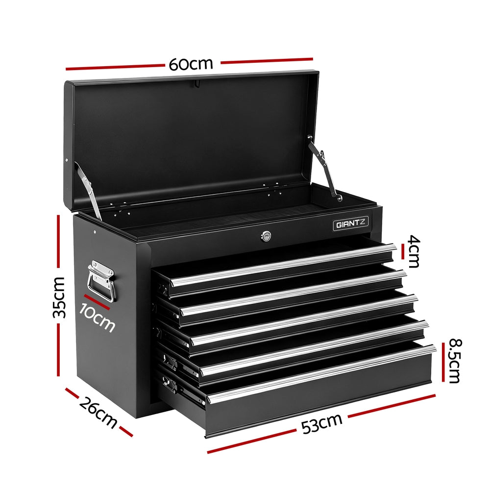GIANTZ 5 Drawer Tool Chest Box Cabinet Lockable Garage Storage Organiser Black - Tools > Tools Storage > Tool Boxes - Rivercity House & Home Co. (ABN 18 642 972 209) - Affordable Modern Furniture Australia