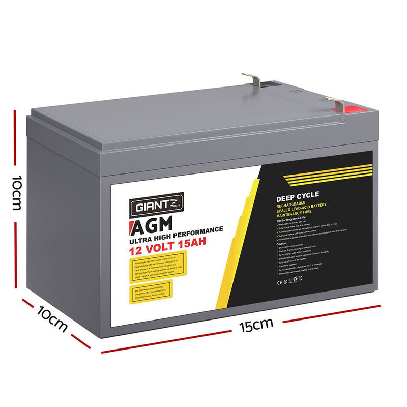 Giantz AGM Battery 12V 15Ah Deep Cycle Box Portable Solar Caravan Camping - Auto Accessories > Auto Accessories Others - Rivercity House & Home Co. (ABN 18 642 972 209) - Affordable Modern Furniture Australia