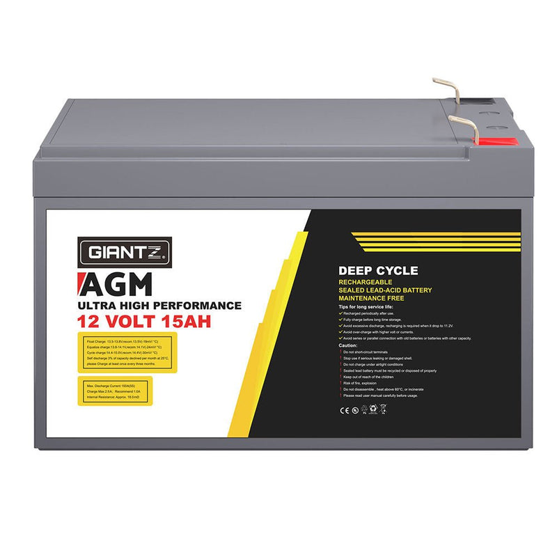 Giantz AGM Battery 12V 15Ah Deep Cycle Box Portable Solar Caravan Camping - Auto Accessories > Auto Accessories Others - Rivercity House & Home Co. (ABN 18 642 972 209) - Affordable Modern Furniture Australia