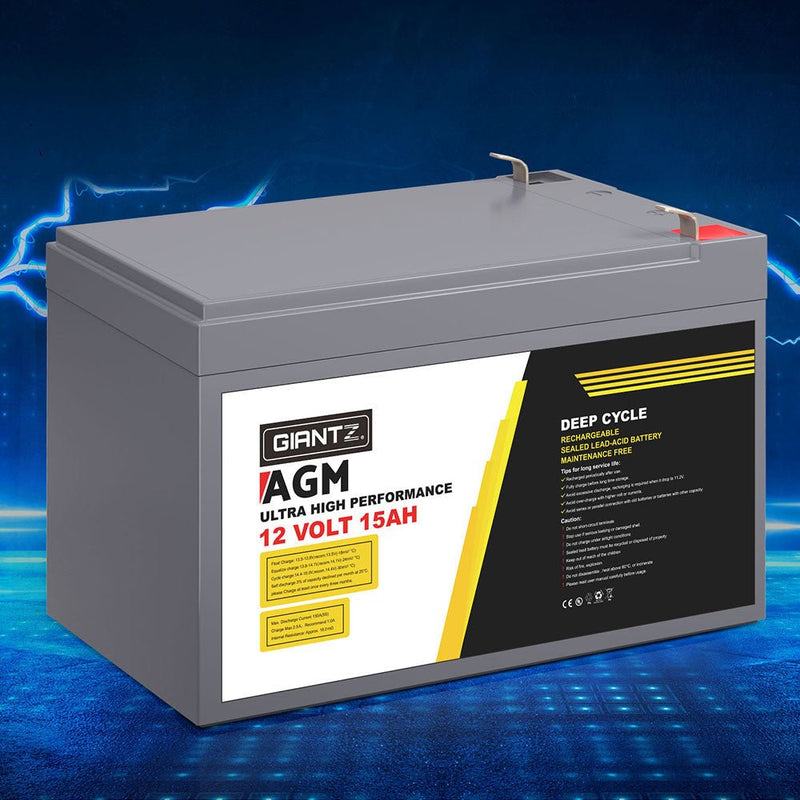 Giantz AGM Battery 12V 15Ah Deep Cycle Box Portable Solar Caravan Camping - Auto Accessories > Auto Accessories Others - Rivercity House & Home Co. (ABN 18 642 972 209) - Affordable Modern Furniture Australia