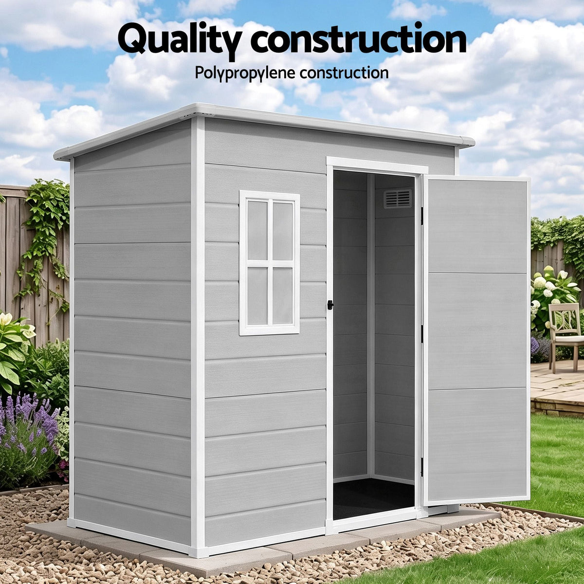 Giantz Garden Shed Outdoor Storage Box 1.87x1.28M Resin Tool Shed Backyard Grey - Home & Garden > Storage > Sheds - Rivercity House & Home Co. (ABN 18 642 972 209) - Affordable Modern Furniture Australia