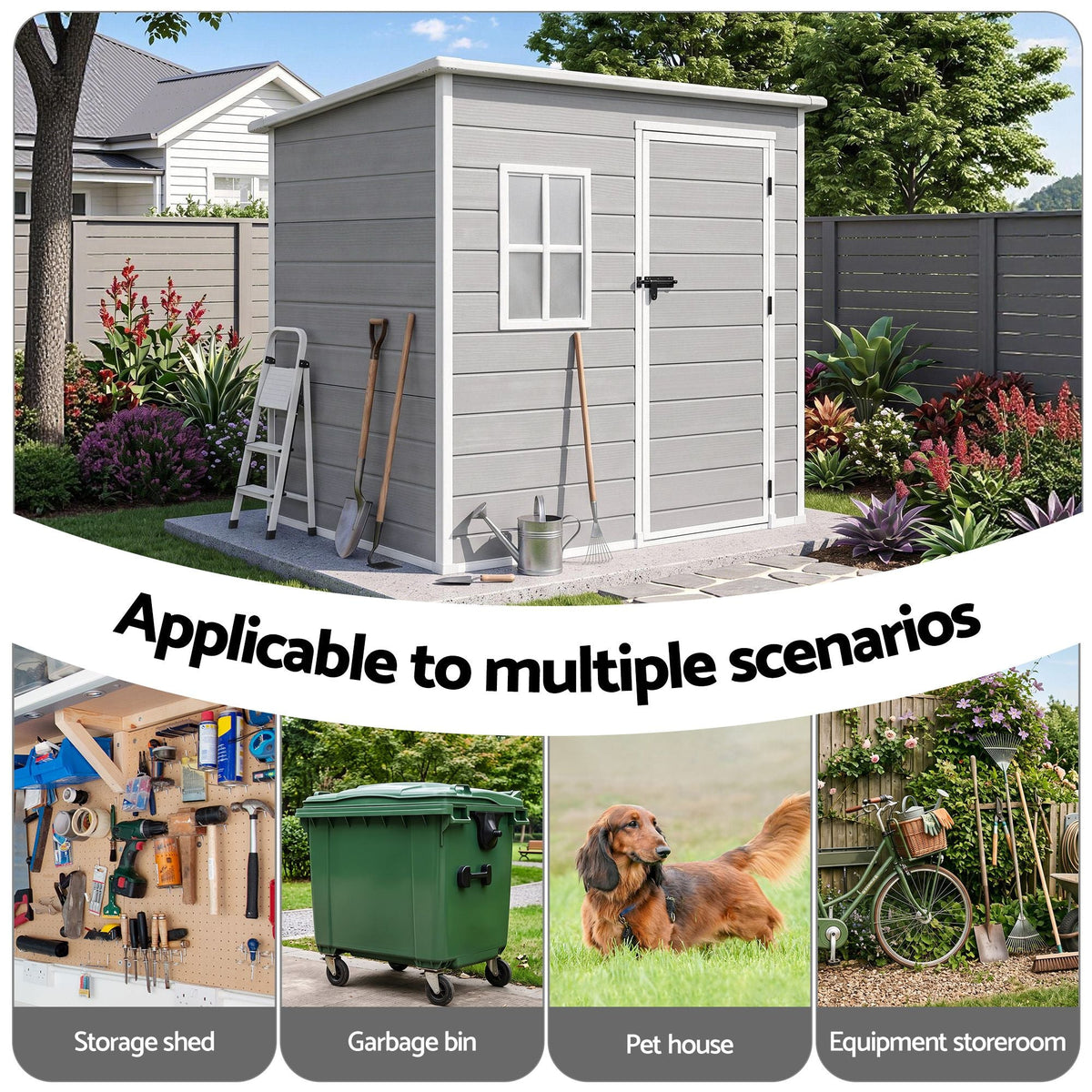 Giantz Garden Shed Outdoor Storage Box 1.87x1.28M Resin Tool Shed Backyard Grey - Home & Garden > Storage > Sheds - Rivercity House & Home Co. (ABN 18 642 972 209) - Affordable Modern Furniture Australia