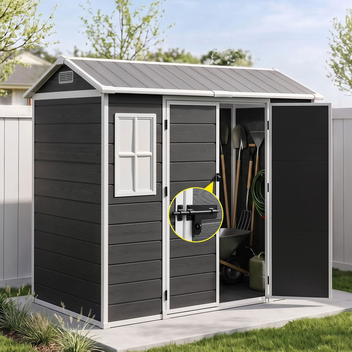 Giantz Garden Shed Resin Outdoor Storage Box 2.44x1.31M Tool Shed Backyard Black - Home & Garden > Storage > Sheds - Rivercity House & Home Co. (ABN 18 642 972 209) - Affordable Modern Furniture Australia