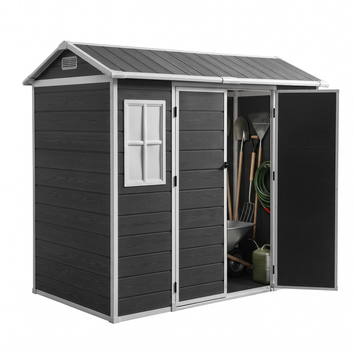 Giantz Garden Shed Resin Outdoor Storage Box 2.44x1.31M Tool Shed Backyard Black - Home & Garden > Storage > Sheds - Rivercity House & Home Co. (ABN 18 642 972 209) - Affordable Modern Furniture Australia