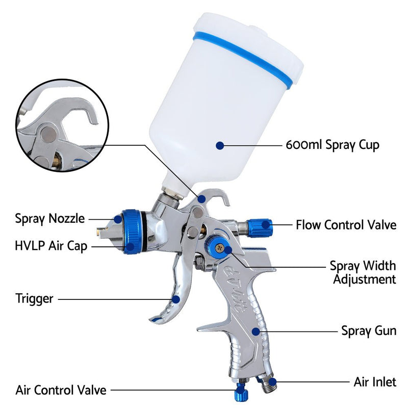 Giantz HVLP Air Spray Gun Gravity Feed Cup Nozzles Included - Tools > Air Compressor > Air Compressors - Rivercity House & Home Co. (ABN 18 642 972 209) - Affordable Modern Furniture Australia