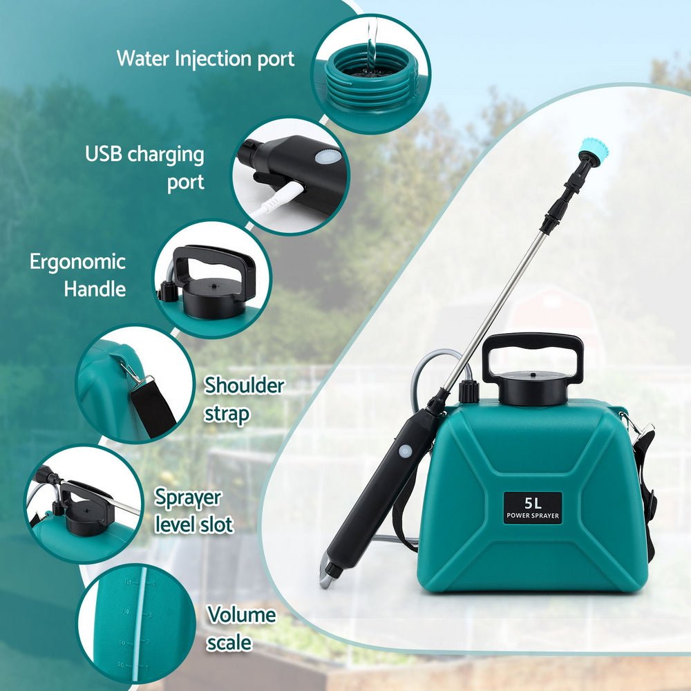 Giantz Weed Sprayer Garden Sprayer USB Charging Electric Shoulder Sprayer 5L - Home & Garden > Garden Tools > Herbicides - Rivercity House & Home Co. (ABN 18 642 972 209) - Affordable Modern Furniture Australia