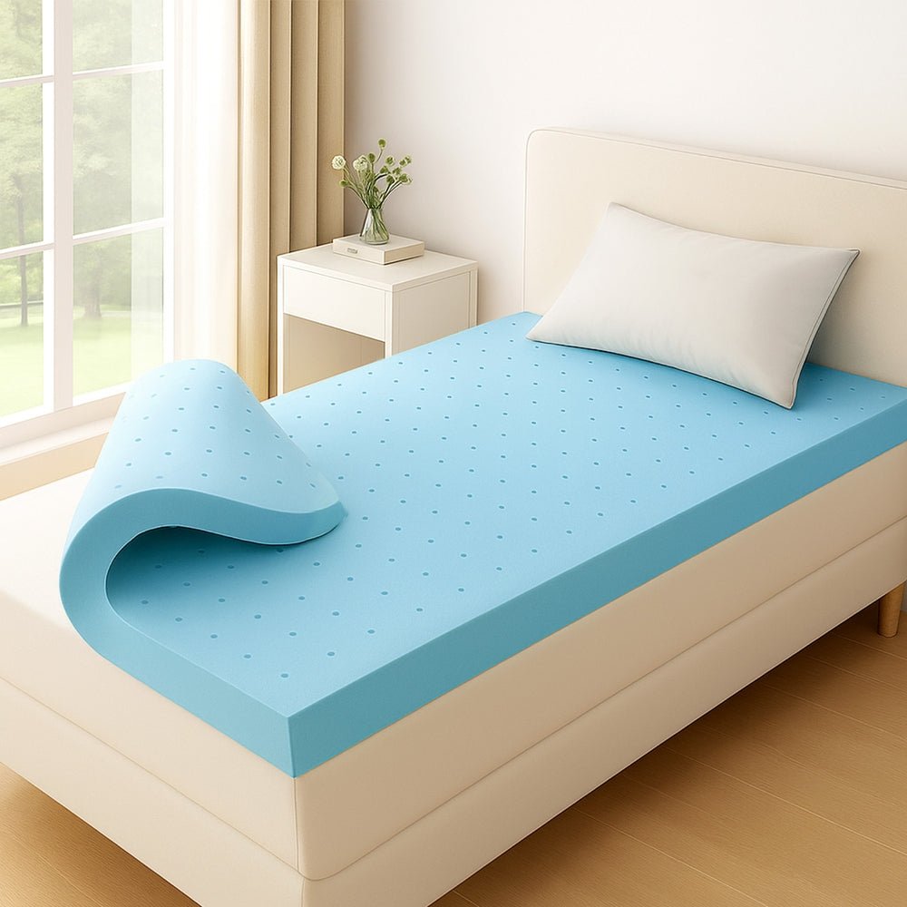 Giselle 12cm Memory Foam Mattress Topper Ventilated Cool Gel Bamboo Cover King Single - Furniture > Mattresses > Mattress Toppers - Rivercity House & Home Co. (ABN 18 642 972 209) - Affordable Modern Furniture Australia