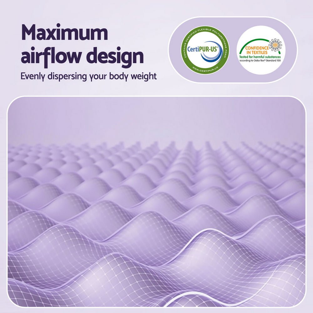 Giselle 5cm Memory Foam Mattress Topper Lavender Infused Egg Crate King Single - Furniture > Mattresses > Mattress Toppers - Rivercity House & Home Co. (ABN 18 642 972 209) - Affordable Modern Furniture Australia