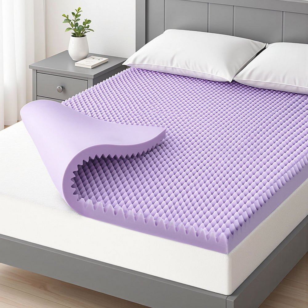 Giselle 5cm Memory Foam Mattress Topper Lavender Infused Egg Crate Pad Mat King - Furniture > Mattresses > Mattress Toppers - Rivercity House & Home Co. (ABN 18 642 972 209) - Affordable Modern Furniture Australia