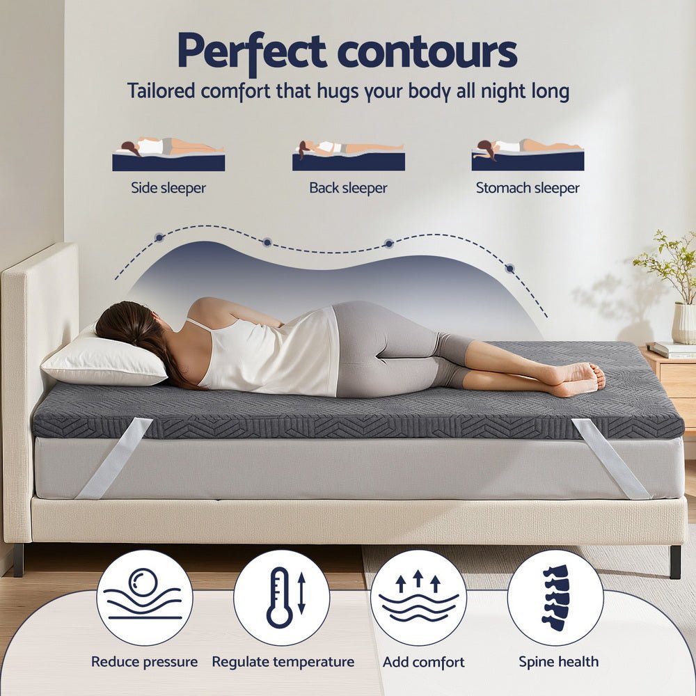 Giselle 8cm Memory Foam Mattress Topper Gel Dual Layer Foam Bamboo King - Furniture > Mattresses > Mattress Toppers - Rivercity House & Home Co. (ABN 18 642 972 209) - Affordable Modern Furniture Australia