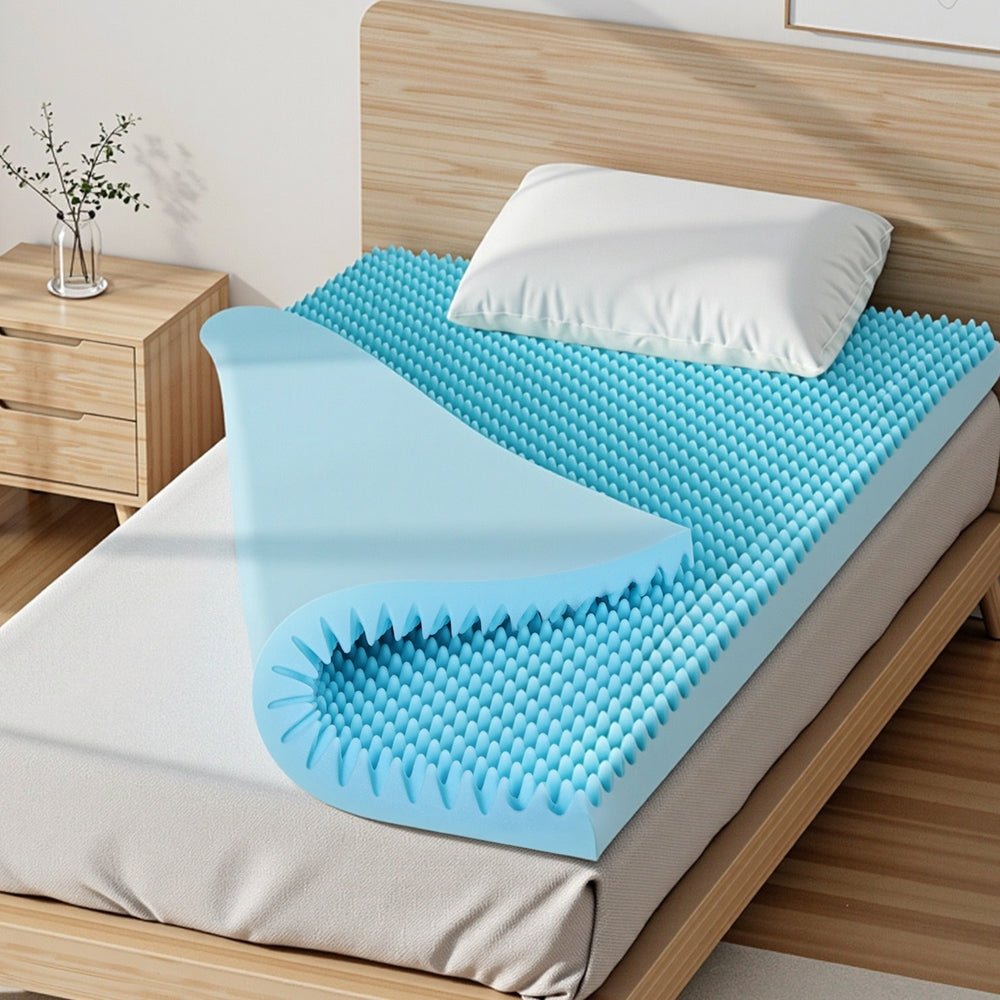 Giselle 8cm Memory Foam Mattress Topper Gel Egg Crate Foam Bamboo King Single - Furniture > Mattresses > Mattress Toppers - Rivercity House & Home Co. (ABN 18 642 972 209) - Affordable Modern Furniture Australia