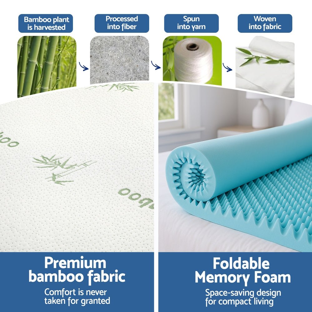 Giselle 8cm Memory Foam Mattress Topper Gel Egg Crate Foam Bamboo Queen - Furniture > Mattresses > Mattress Toppers - Rivercity House & Home Co. (ABN 18 642 972 209) - Affordable Modern Furniture Australia