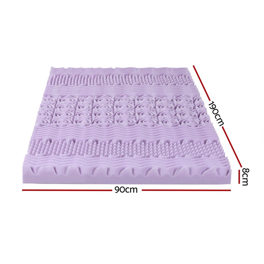 Giselle 8cm Memory Foam Mattress Topper Lavender Infused Bamboo Cover 7 - Zone Single - Furniture > Mattresses > Mattress Toppers - Rivercity House & Home Co. (ABN 18 642 972 209) - Affordable Modern Furniture Australia