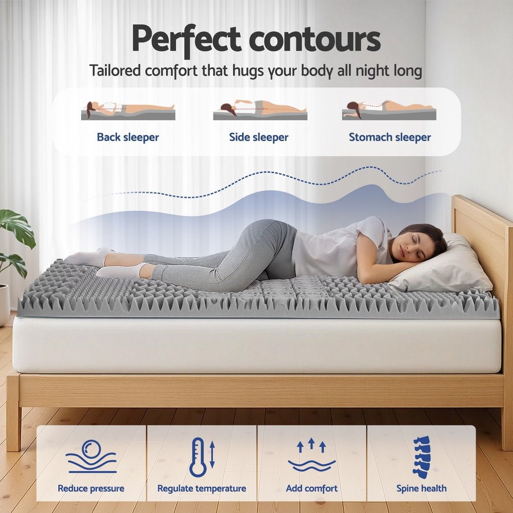 Giselle Bedding 8cm Memory Foam Mattress Topper 7 - Zone Graphite King Single - Furniture > Mattresses > Mattress Toppers - Rivercity House & Home Co. (ABN 18 642 972 209) - Affordable Modern Furniture Australia