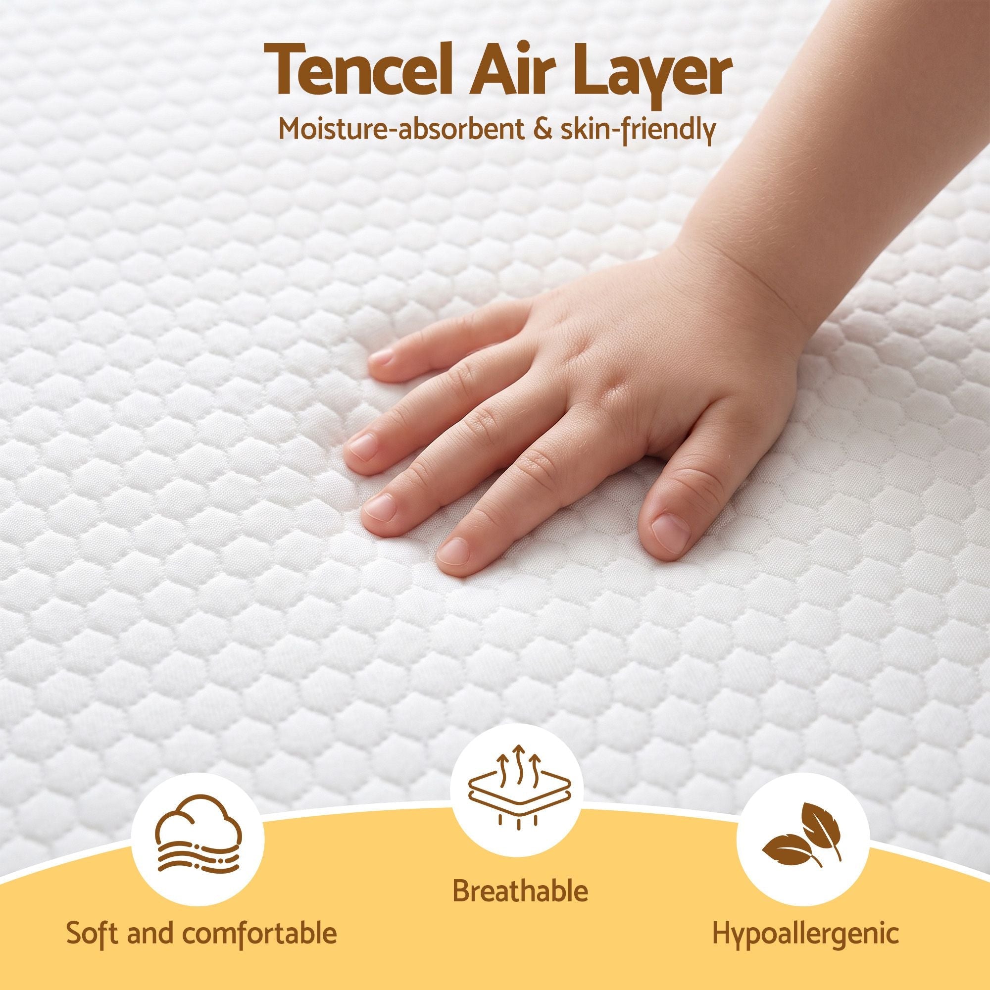 Giselle Bedding Cot Mattress 11cm Thick with Tencel Cover - Home & Garden > Bedding > Pillows - Rivercity House & Home Co. (ABN 18 642 972 209) - Affordable Modern Furniture Australia