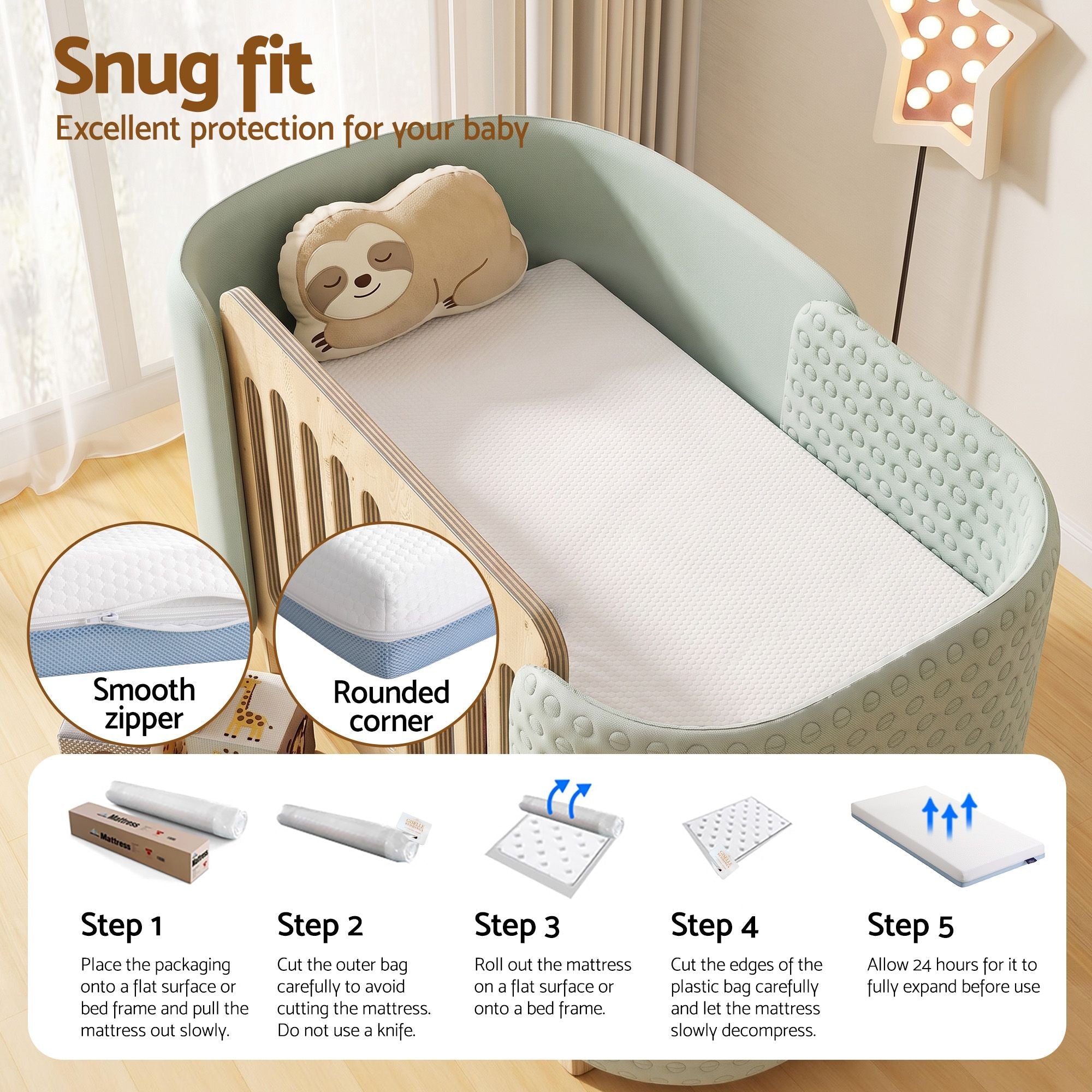Giselle Bedding Cot Mattress 11cm Thick with Tencel Cover - Home & Garden > Bedding > Pillows - Rivercity House & Home Co. (ABN 18 642 972 209) - Affordable Modern Furniture Australia