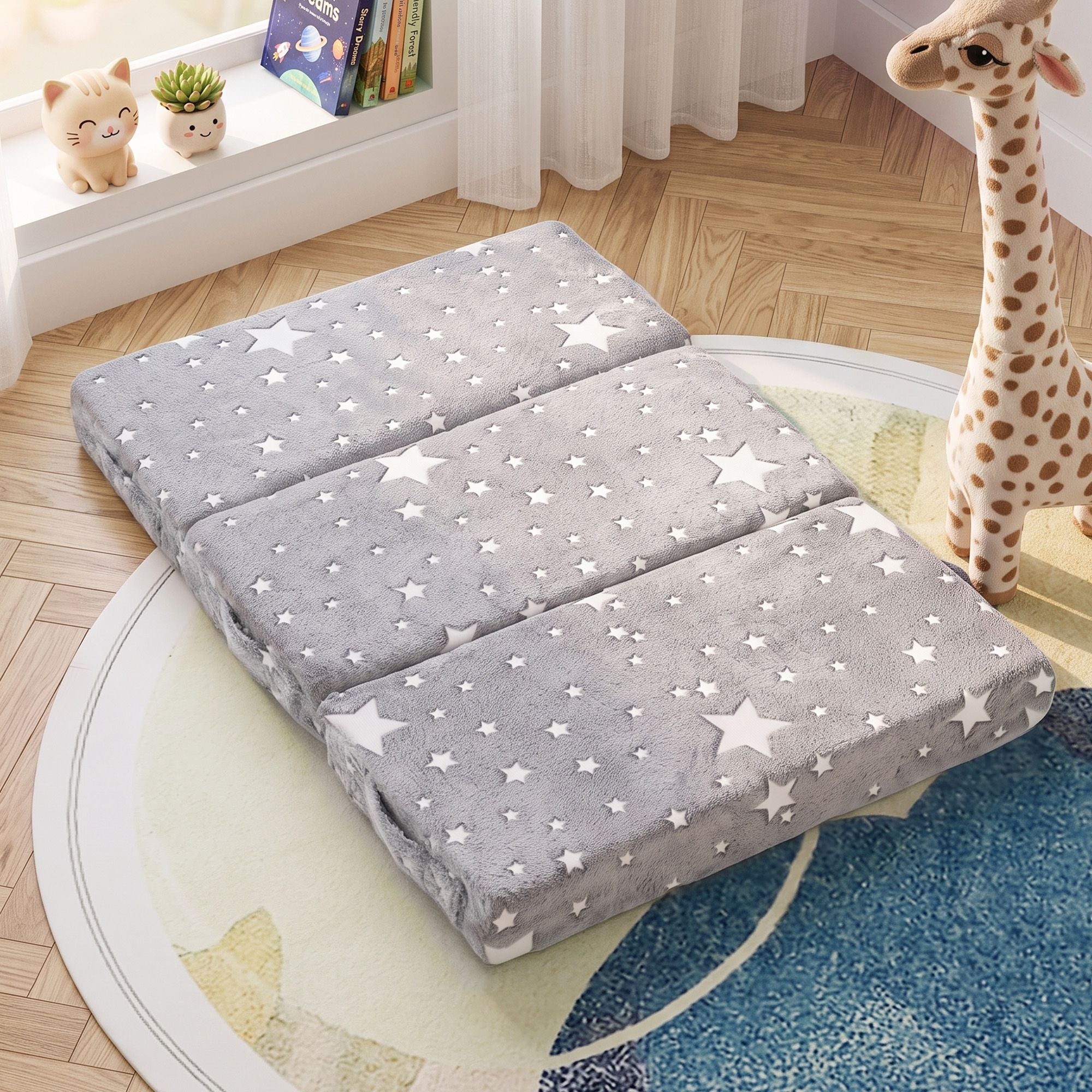 Giselle Bedding Tri-fold Foldable Cot Mattress 96.5x67x9cm with Glow-in-the-Dark Cover - Home & Garden > Bedding > Pillows - Rivercity House & Home Co. (ABN 18 642 972 209) - Affordable Modern Furniture Australia