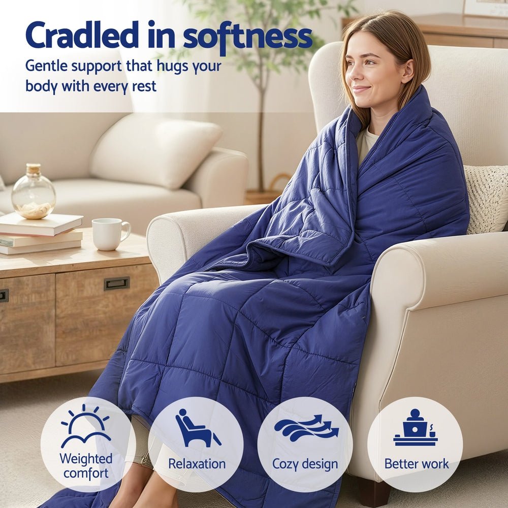 Giselle Bedding Weighted Blanket 6.8kg Kids Adults Heavy Gravity Relax Calm Blue - Home & Garden > Bedding > Blankets & Throws - Rivercity House & Home Co. (ABN 18 642 972 209) - Affordable Modern Furniture Australia