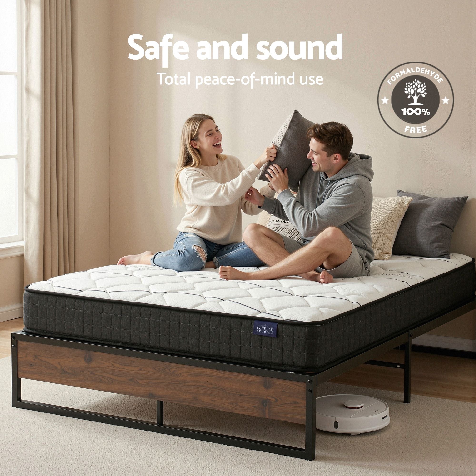 Giselle Double Mattress 16cm and Artiss Metal Bed Frame Set for Guest Rooms Studios - Furniture > Mattresses > Double Mattress - Rivercity House & Home Co. (ABN 18 642 972 209) - Affordable Modern Furniture Australia