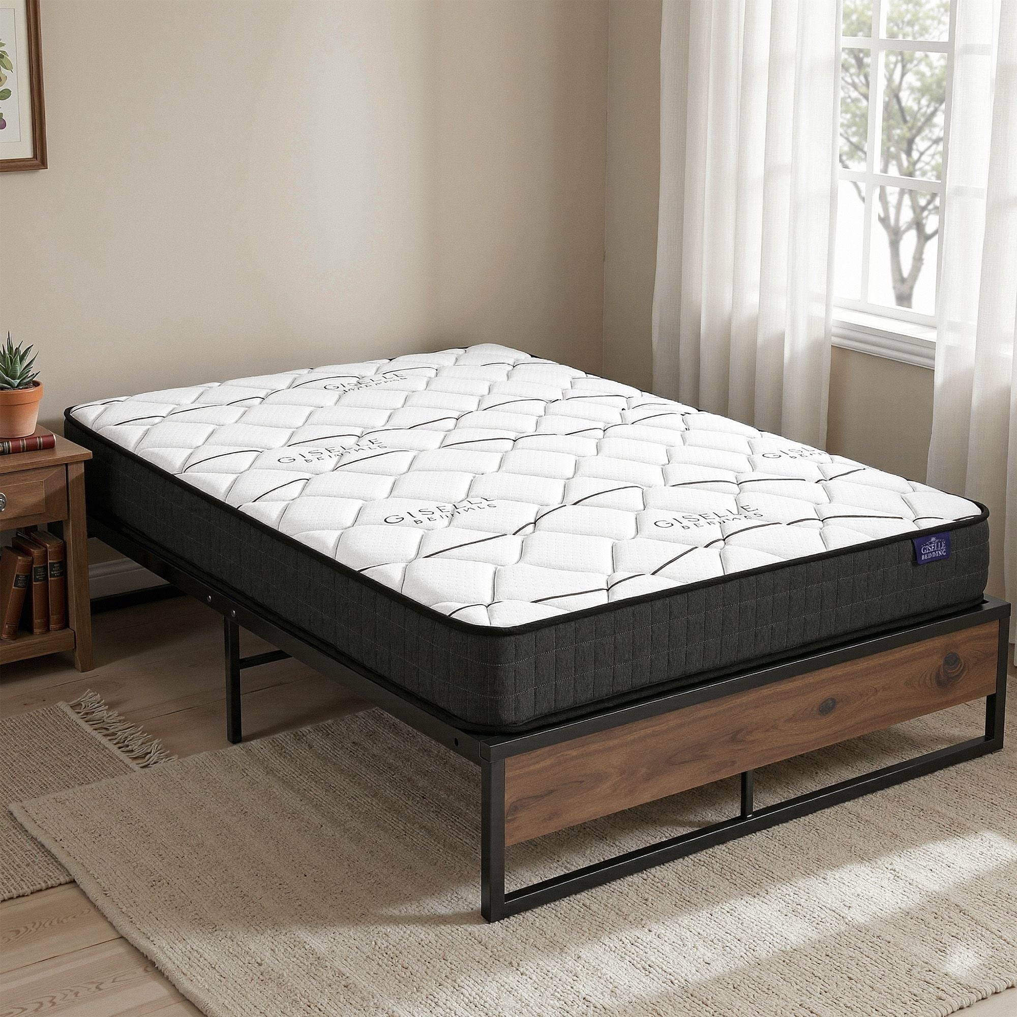 Giselle Double Mattress 16cm and Artiss Metal Bed Frame Set for Guest Rooms Studios - Furniture > Mattresses > Double Mattress - Rivercity House & Home Co. (ABN 18 642 972 209) - Affordable Modern Furniture Australia