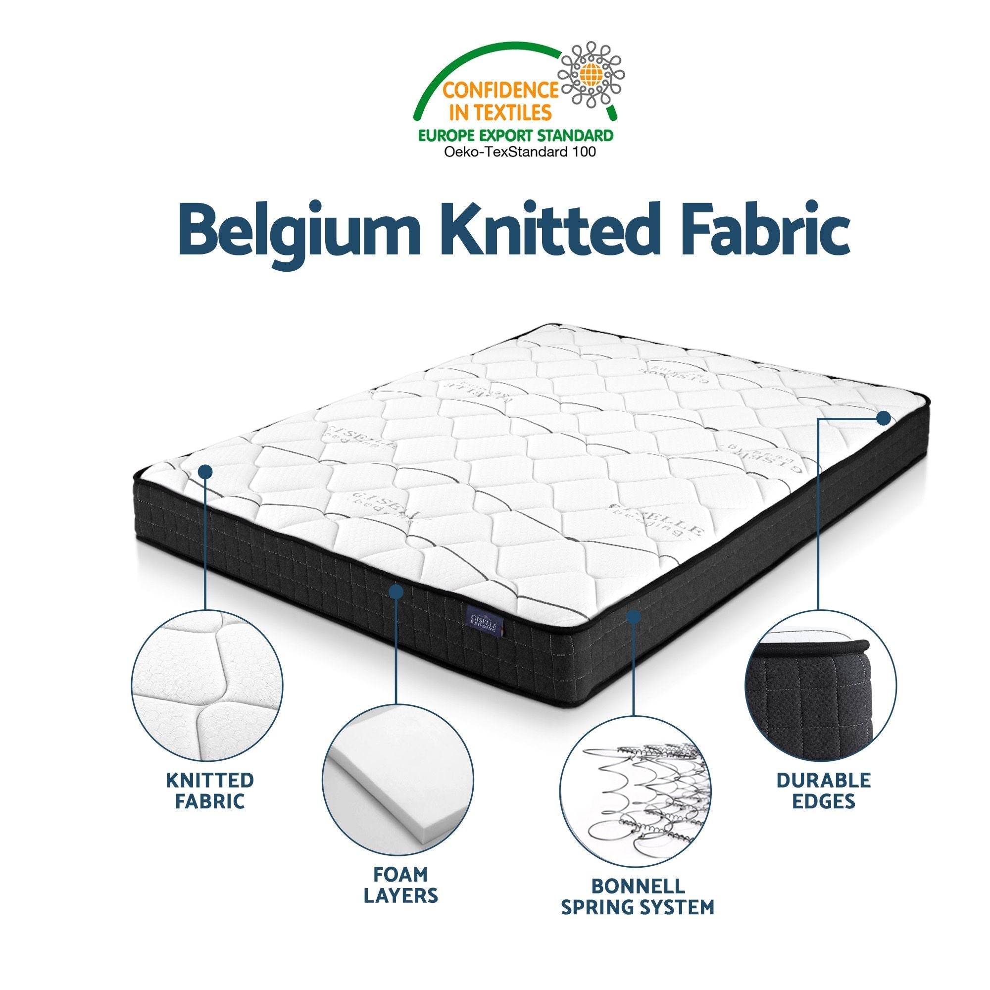 Giselle Double Mattress 16cm and Artiss Metal Bed Frame Set for Guest Rooms Studios - Furniture > Mattresses > Double Mattress - Rivercity House & Home Co. (ABN 18 642 972 209) - Affordable Modern Furniture Australia