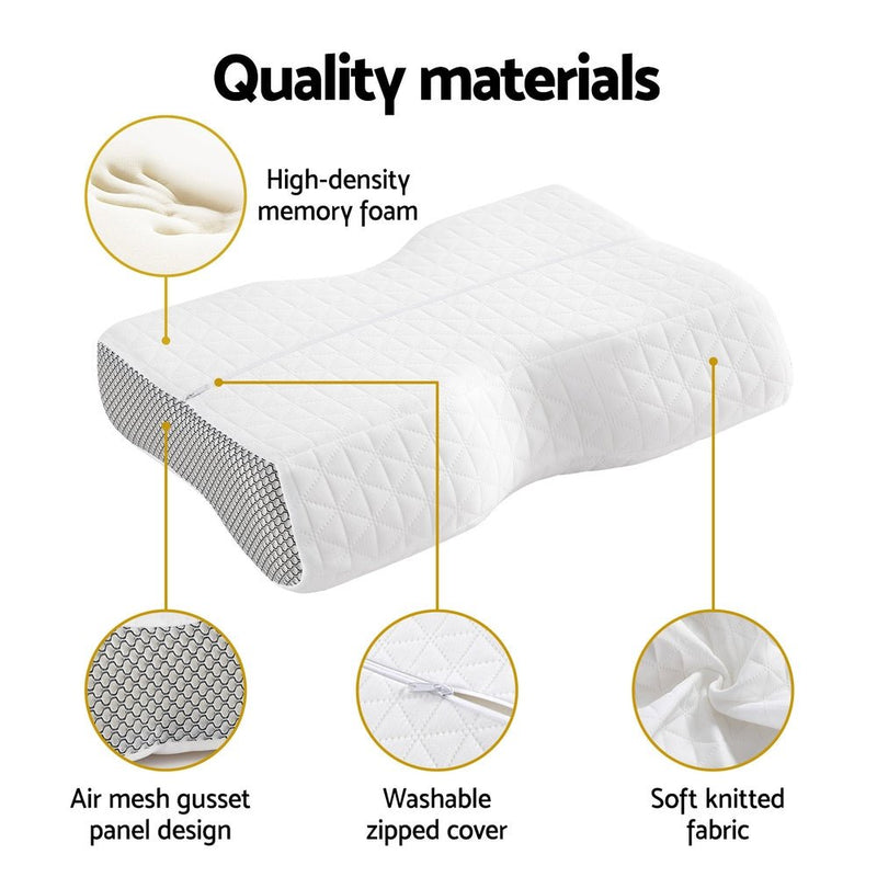 Giselle Memory Foam Pillow Contour Neck - Home & Garden > Bedding - Rivercity House & Home Co. (ABN 18 642 972 209) - Affordable Modern Furniture Australia