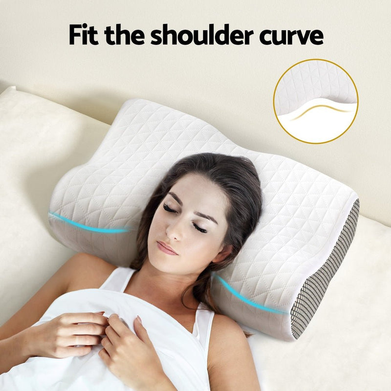 Giselle Memory Foam Pillow Contour Neck - Home & Garden > Bedding - Rivercity House & Home Co. (ABN 18 642 972 209) - Affordable Modern Furniture Australia