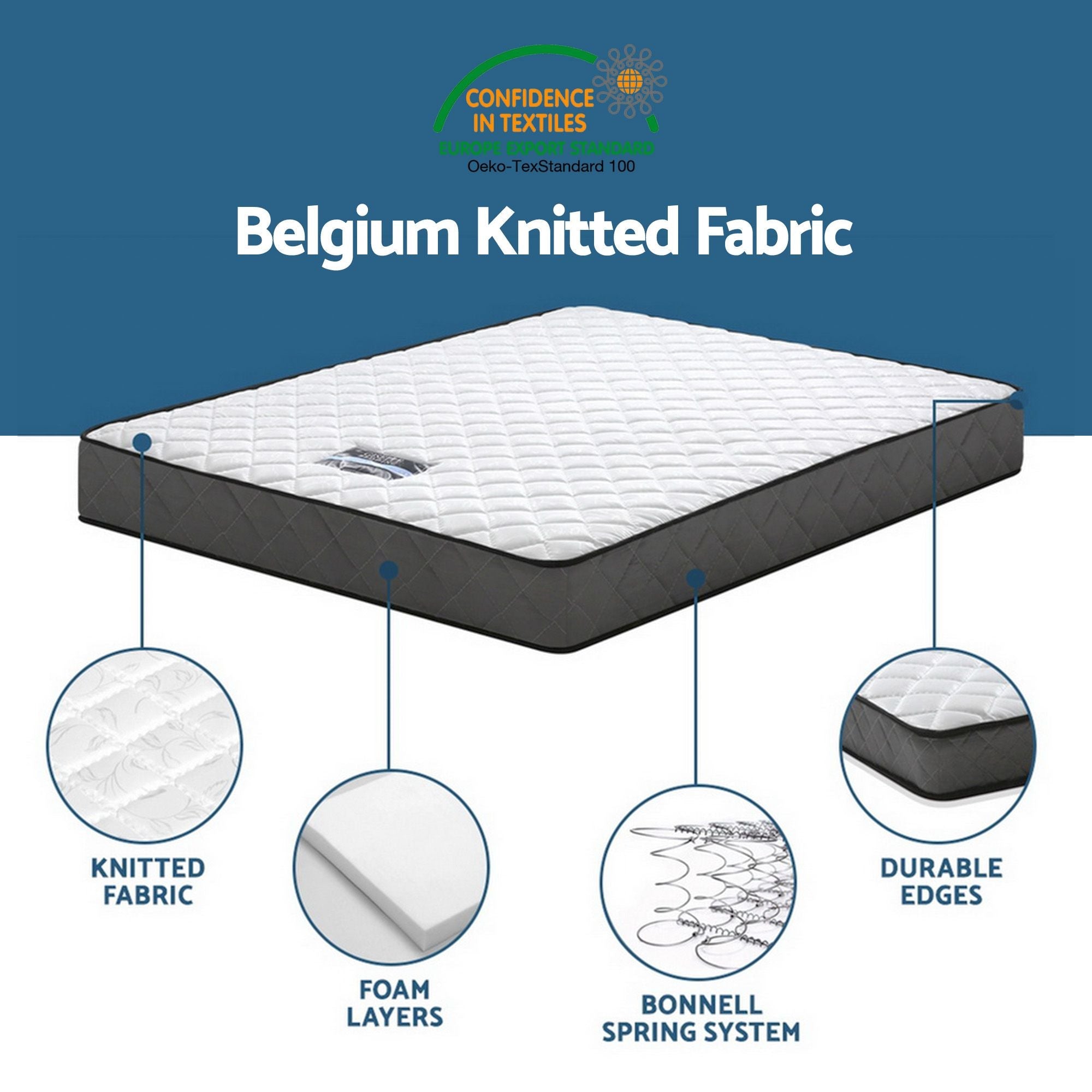 Giselle Single Mattress and Artiss Bed Frame Set White Solid Pine with 16cm Mattress - Furniture > Mattresses > Single Mattress - Rivercity House & Home Co. (ABN 18 642 972 209) - Affordable Modern Furniture Australia