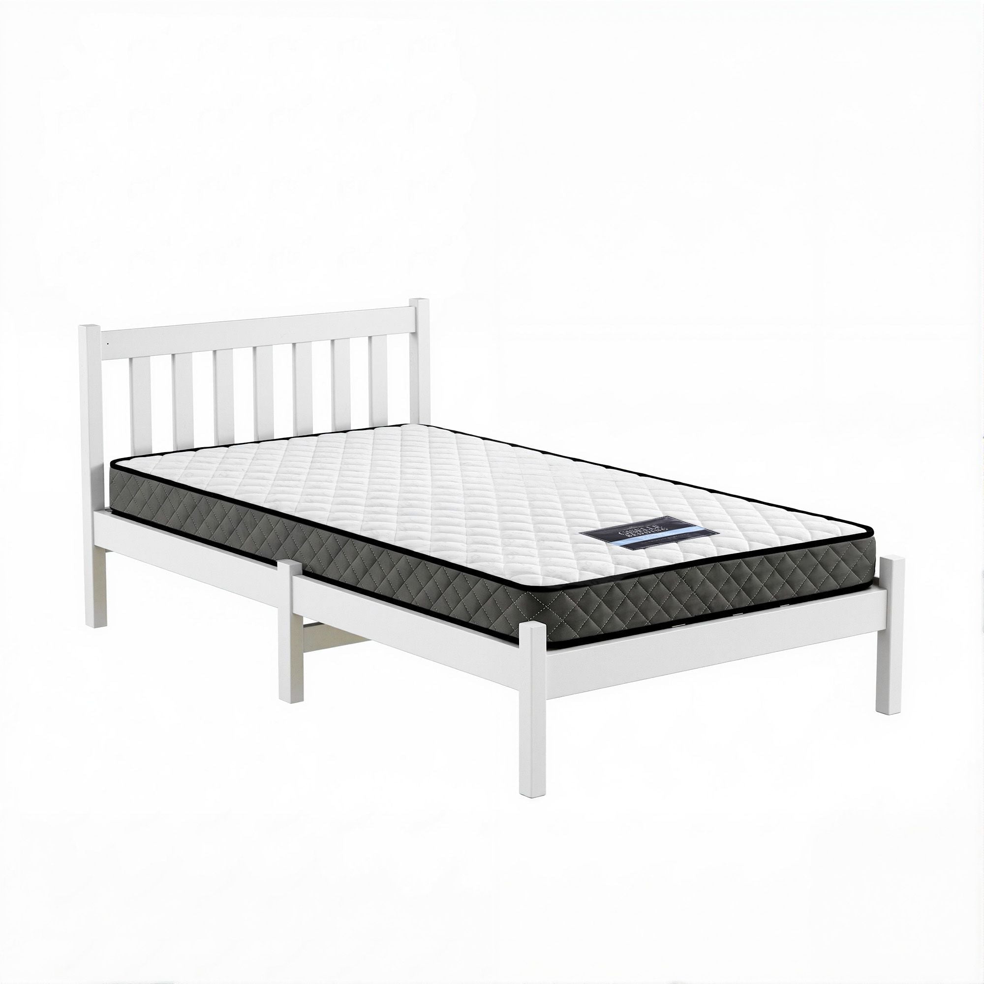 Giselle Single Mattress and Artiss Bed Frame Set White Solid Pine with 16cm Mattress - Furniture > Mattresses > Single Mattress - Rivercity House & Home Co. (ABN 18 642 972 209) - Affordable Modern Furniture Australia