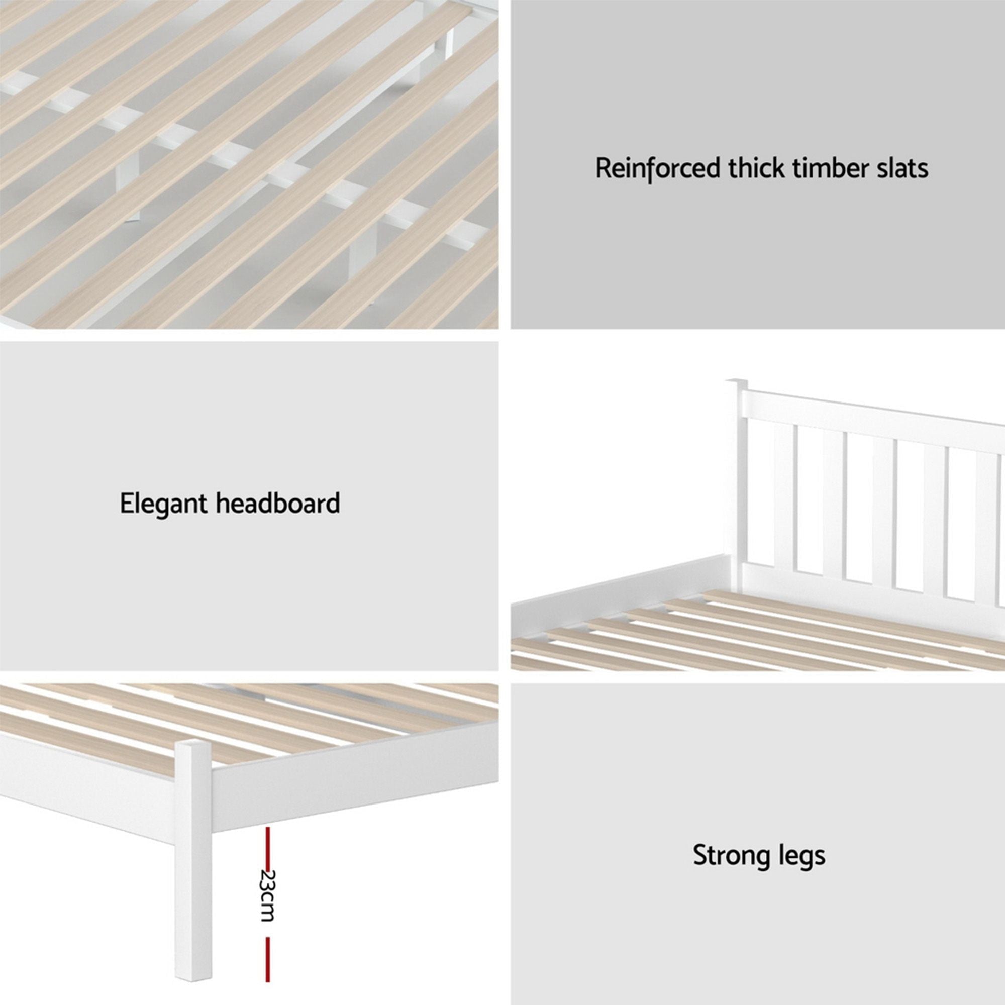 Giselle Single Mattress and Artiss Bed Frame Set White Solid Pine with 16cm Mattress - Furniture > Mattresses > Single Mattress - Rivercity House & Home Co. (ABN 18 642 972 209) - Affordable Modern Furniture Australia