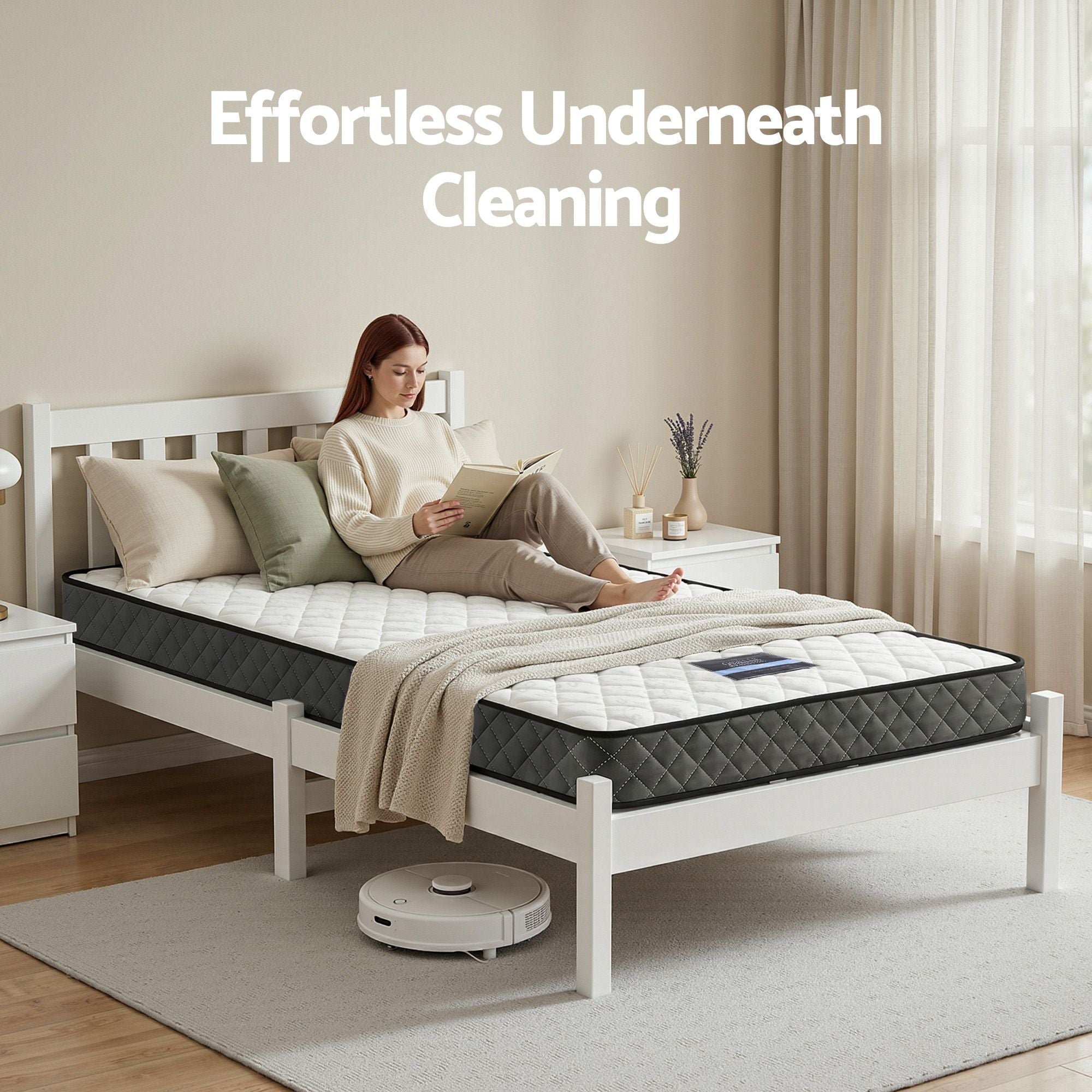Giselle Single Mattress and Artiss Bed Frame Set White Solid Pine with 16cm Mattress - Furniture > Mattresses > Single Mattress - Rivercity House & Home Co. (ABN 18 642 972 209) - Affordable Modern Furniture Australia