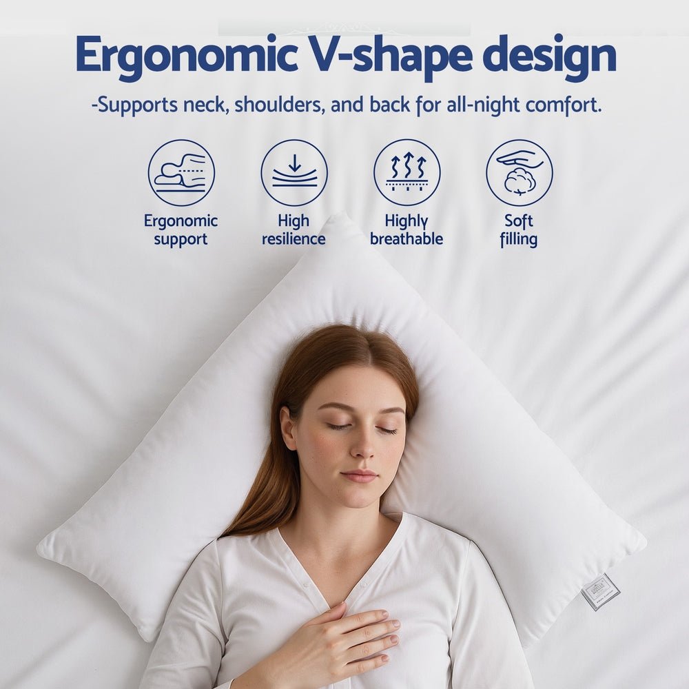 Giselle V Shape Boomerang Nursing Body Pillow Cushion - White - Home & Garden > Bedding > Pillows - Rivercity House & Home Co. (ABN 18 642 972 209) - Affordable Modern Furniture Australia