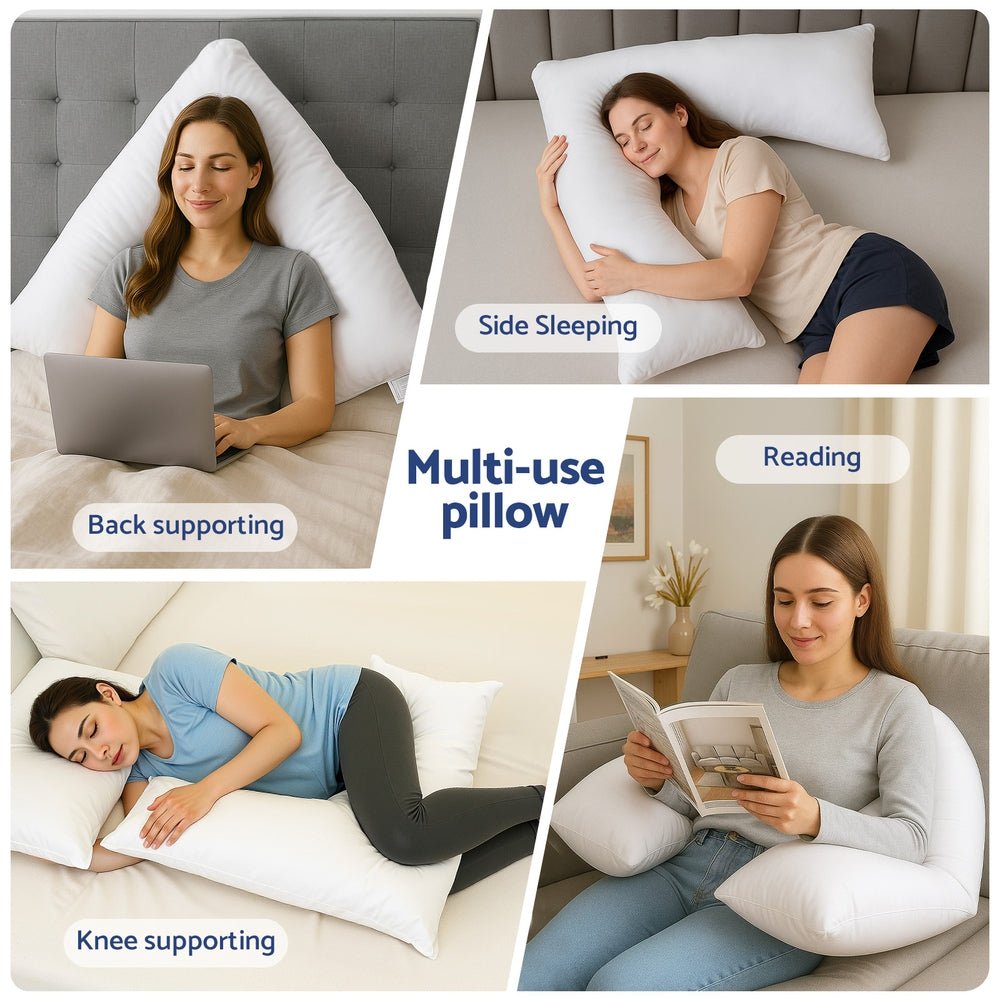 Giselle V Shape Boomerang Nursing Body Pillow Cushion - White - Home & Garden > Bedding > Pillows - Rivercity House & Home Co. (ABN 18 642 972 209) - Affordable Modern Furniture Australia
