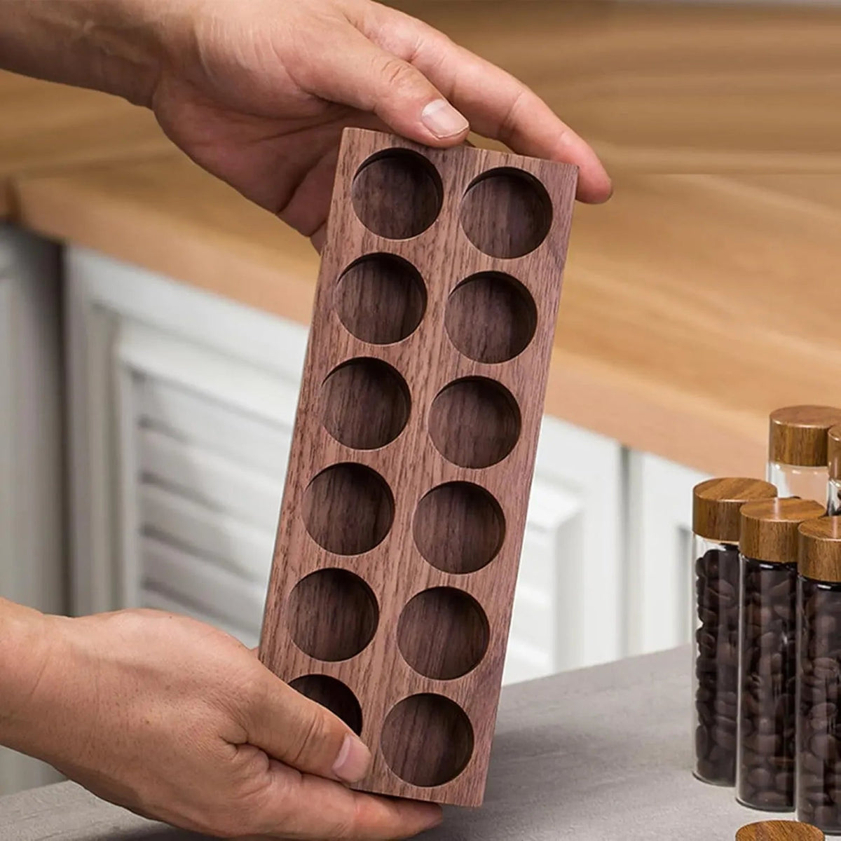 Glass Coffee Bean Storage Tubes 12 Pack with Wooden Stand - Transparent - Home & Garden > Kitchenware > Food Storage - Rivercity House & Home Co. (ABN 18 642 972 209) - Affordable Modern Furniture Australia