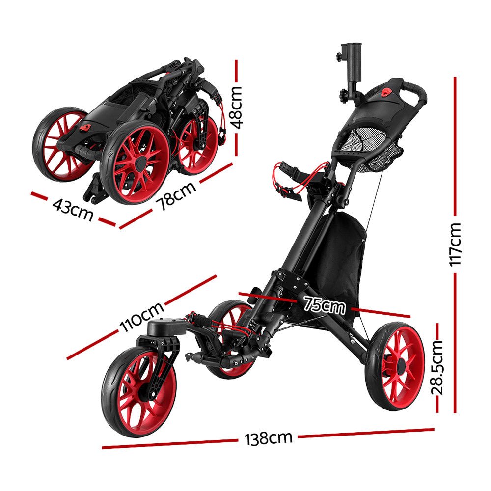 Golf Buggy Foldable Trolley Golf Cart Swivel Wheel Umbrella Bottle Stand - Sports & Fitness > Golf - Rivercity House & Home Co. (ABN 18 642 972 209) - Affordable Modern Furniture Australia