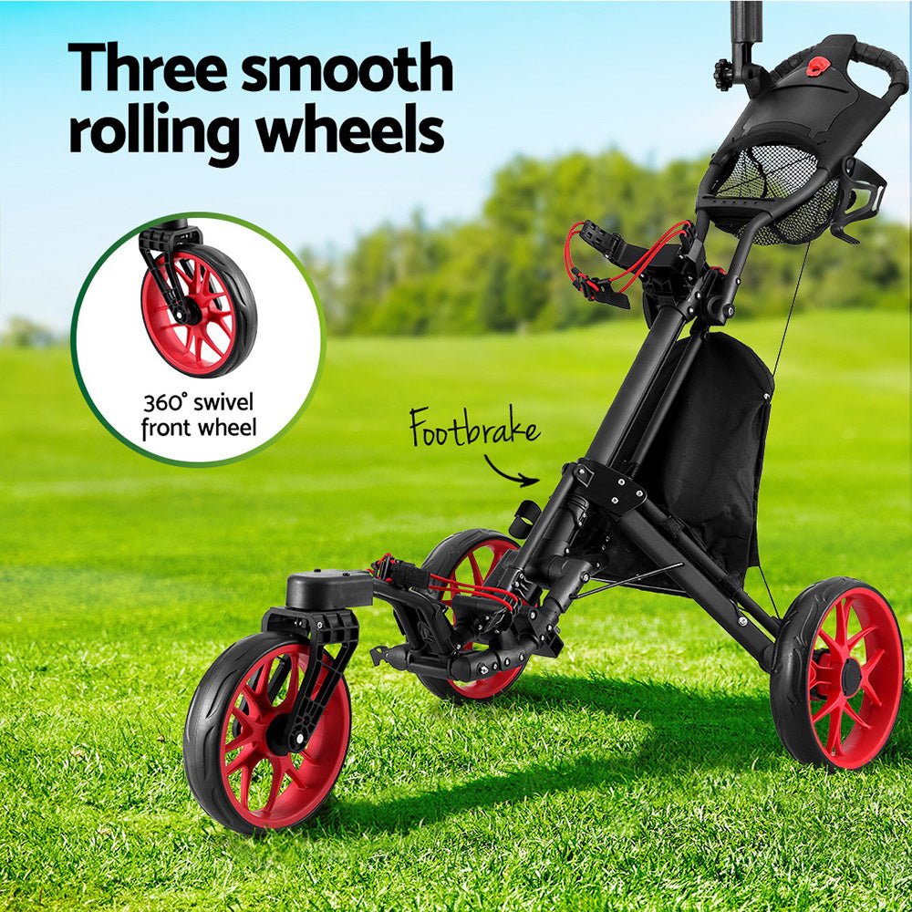 Golf Buggy Foldable Trolley Golf Cart Swivel Wheel Umbrella Bottle Stand - Sports & Fitness > Golf - Rivercity House & Home Co. (ABN 18 642 972 209) - Affordable Modern Furniture Australia