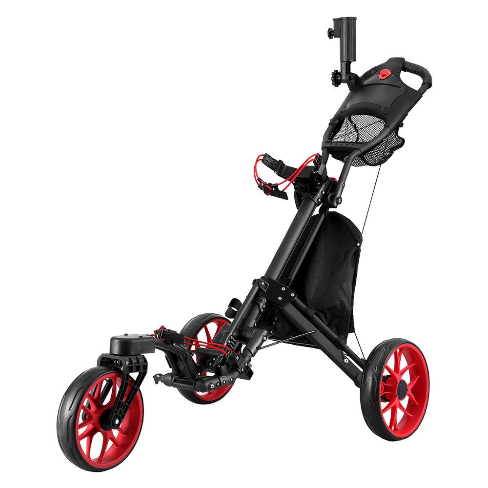 Golf Buggy Foldable Trolley Golf Cart Swivel Wheel Umbrella Bottle Sta